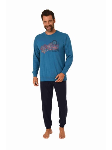 NORMANN Pyjama Schlafanzug langarm Bündchen - 70551 in blau