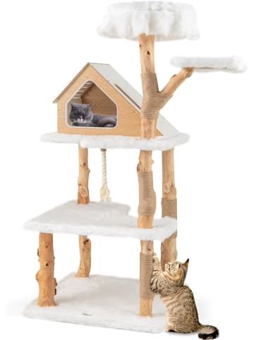 COSTWAY Kratzbaum Holz 150 cm in Weiß