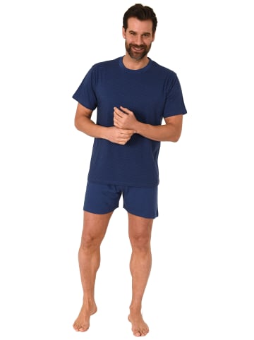 NORMANN Shorty Schlafanzug kurzarm Pyjama Rundhals in navy