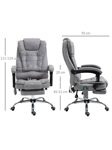 Vinsetto Bürostuhl mit Massagefunktion-65B x 70T x 111-119H cm-Grau