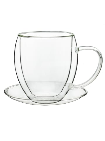 Creano 6er Set Thermo-Tasse "Doppelwandtasse" mit Untersetzer  - 250ml Glas