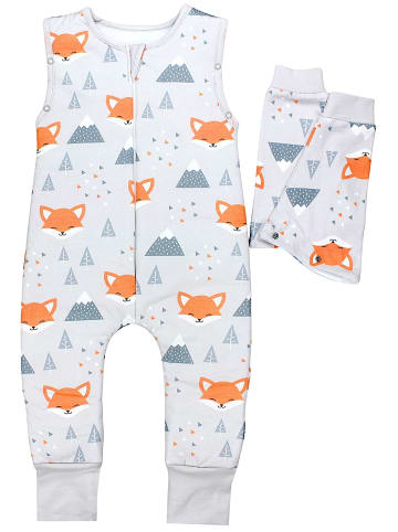 TupTam Babyschlafsäcke mit Beinen und Ärmel in grau/orange