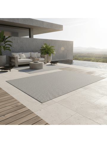 KADIMA DESIGN Teppich Outdoor Waschbar Einfarbig LERMOOS Strapazierfähig OEKO-TEX in Grau