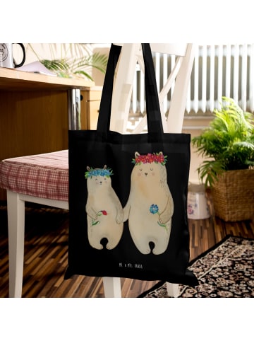 Mr. & Mrs. Panda Tasche Bären mit Blumenkranz ohne Spruch in Schwarz