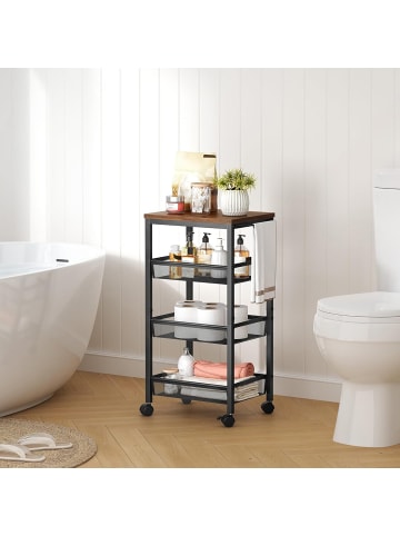 relaxdays Nischenwagen in Braun/ Schwarz - (B)22 x (H)77 x (T)45 cm