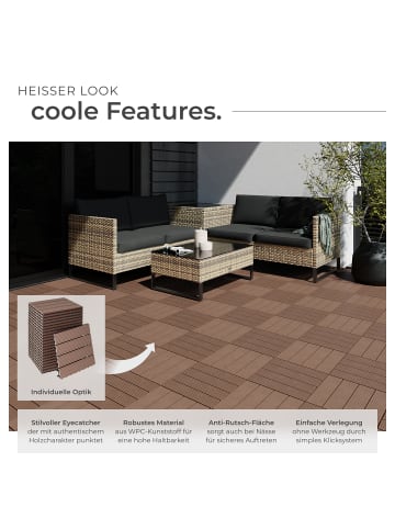 tectake Terrassenfliesen Tegulas 31 x 31 x 2,2 cm, braun