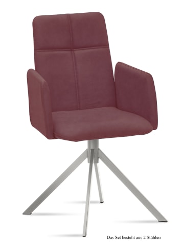 58 aufm Kessel ARMLEHNSTUHL (2er-Set) Dorisa 52x92x60 Edelstahl/Marsala