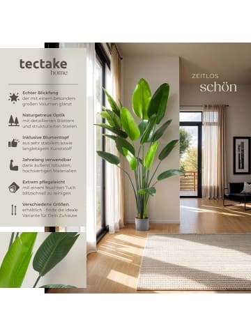 tectake Künstliche Kunstpflanze, mit großen, umweltfreundlichen PEVA-Blättern
