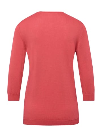 GOLDNER Rundhalspullover Sommerlicher Strickpullover mit Ajourmuster in koralle