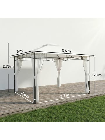 Outsunny Pavillon in Schwarz 360L x 300B x 275H cm