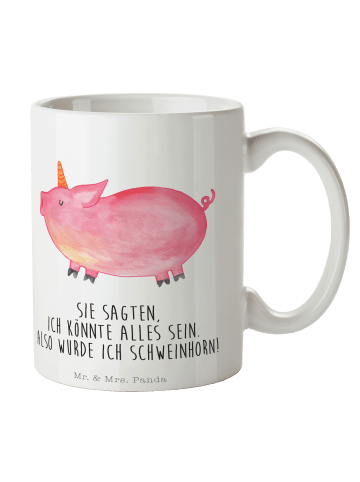 Mr. & Mrs. Panda Keramtiktasse Einhorn Schwein mit Spruch in Weiß