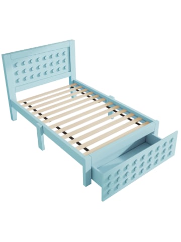 ABRIHOME Kinderbett in Blau 90x200 cm mit Schubladen und Stauraum ohne Matratze