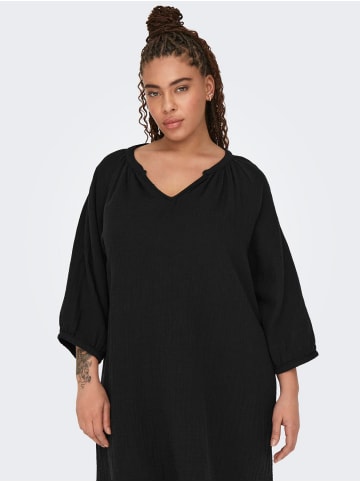 ONLY Carmakoma Midi-Kleid V-Ausschnitt 3/4 Arm regular fit in Schwarz