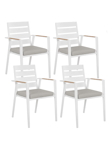 Beliani 4er-Set Gartenstuhl TAVIANO in Weiß/Grau/Braun