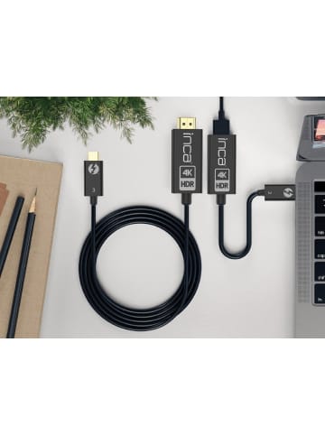 Inca INCA USB-C auf HDMI Kabel 1,8 m (4K@60Hz) Konverterkabel in Schwarz