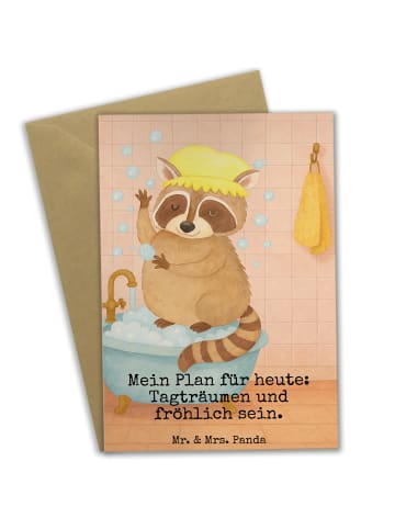 Mr. & Mrs. Panda Glückwunschkarte Waschbär Design mit Spruch in Weiß