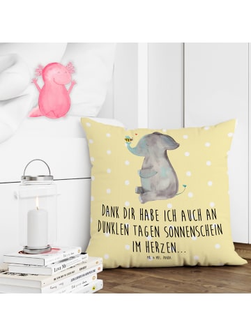Mr. & Mrs. Panda kuschelkissen 40x40 Elefant Biene mit Spruch in Gelb Pastell