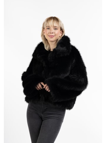 myMo Faux Fur Jacke in Schwarz