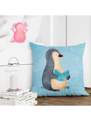 Mr. & Mrs. Panda Sofa Kissen Pinguin Buch ohne Spruch in Eisblau