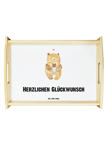 Mr. & Mrs. Panda Serviertablett Bär Baby mit Spruch in Weiß