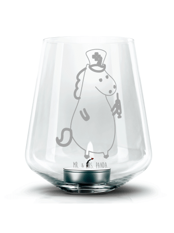 Mr. & Mrs. Panda Graviertes Windlicht Einhorn Krankenschwester o... in Transparent