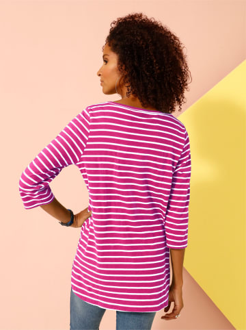 Sieh an! Longshirt in magenta-geringelt