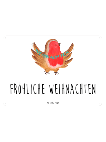 Mr. & Mrs. Panda Retro Blechschild Rotkehlchen Weihnachten mit S... in Weiß