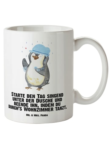 Mr. & Mrs. Panda Riesenkaffeetasse Pinguin Duschen mit Spruch in Weiß