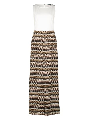 Zero  Jumpsuit 2-in-1 Look Zickzackmuster in BeigeBlack