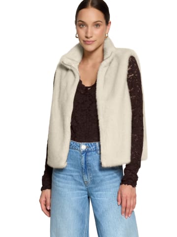 Zero  Fake Fur-Weste mit hohem Kragen in French Oak