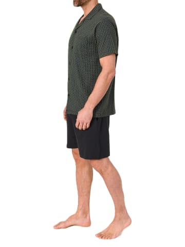 NORMANN kurzarm Schlafanzug Shorty Pyjama zum durchknöpfen in anthrazit1