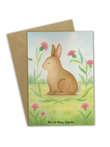 Mr. & Mrs. Panda babykarte Hase Sitzen Design ohne Spruch in Weiß