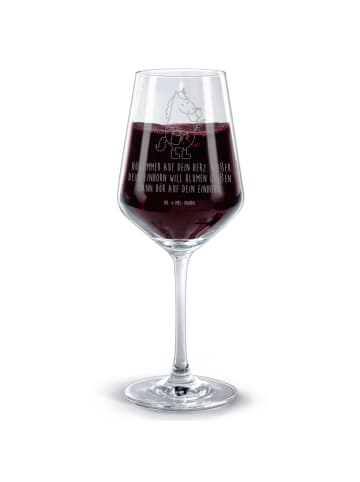 Mr. & Mrs. Panda Rotwein Glas Einhorn Gärtner mit Spruch in Transparent