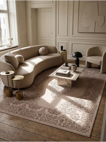KADIMA DESIGN ERESMA Teppich Kurzflor Beige 80x150 Orientalisch Polyester Wohnzimmer in Beige