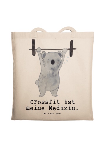 Mr. & Mrs. Panda Tragetasche Koala Crossfit mit Spruch in Creme