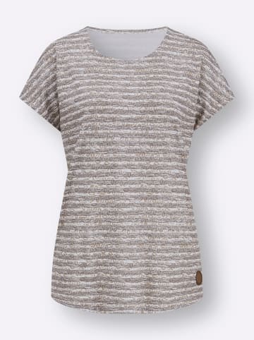 WITT WEIDEN Shirt in taupe-ecru-geringelt