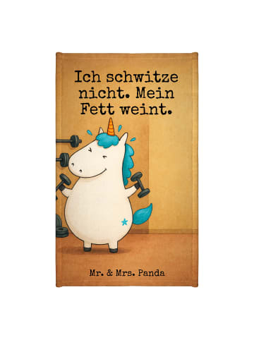 Mr. & Mrs. Panda Gästehandtücher Einhorn Fitness Design mit Spruch in Weiß