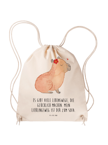 Mr. & Mrs. Panda Sportbeutel Capybara Blume mit Spruch in Creme