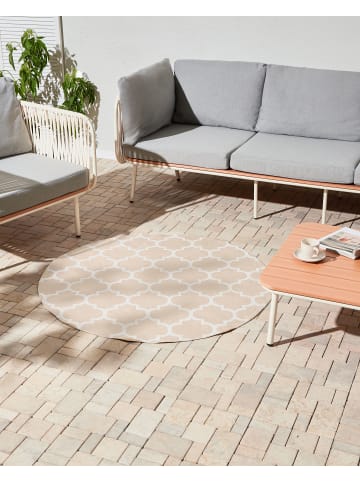 Beliani Outdoorteppich MOSORE in Beige/Weiß - (W) 120 x (L) 120 cm