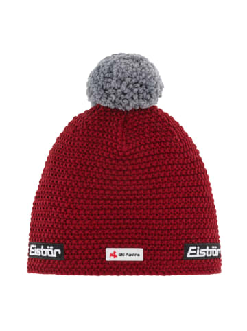Eisbär Jamie Pompon MÜ SKA Strickmütze mit Bommel in Rot