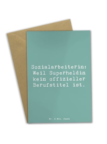 Mr. & Mrs. Panda Klappkarte Spruch Sozialarbeiterin Heldin mit S... in Meeresbrise