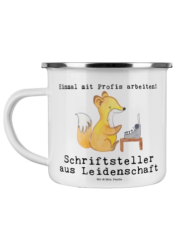 Mr. & Mrs. Panda Emaille Tasse Schriftsteller Leidenschaft mit S... in Weiß