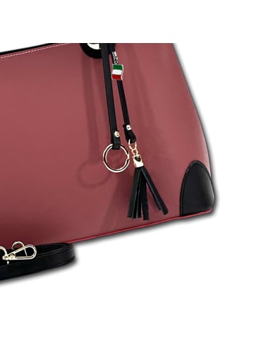 Florence Handtasche, Umhängetasche Leder altrosa, schwarz ca. 32cm