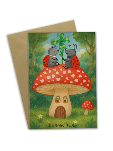Mr. & Mrs. Panda Grußkarte Marienkäfer Fliegenpilz Design ohne S... in Weiß