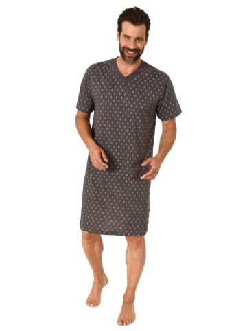 NORMANN Nachthemd kurzarm zeitlosem Alloverprint   - 71249 in dunkelgrau