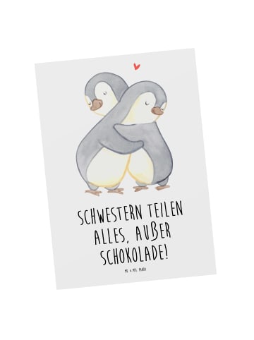 Mr. & Mrs. Panda Postkarte Schwestern Liebe mit Spruch in Weiß