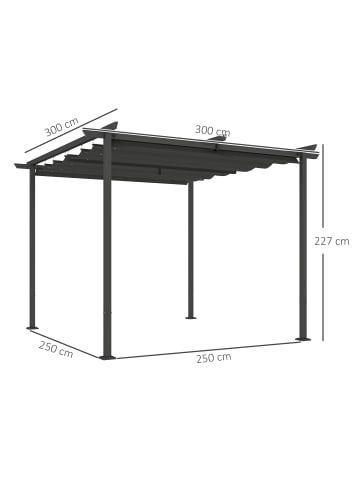 Outsunny Pergola 300L x 300B x 227H cm Dunkelgrau