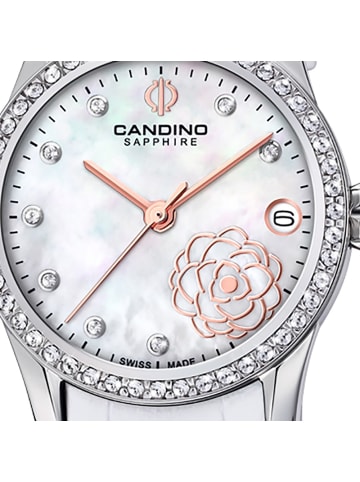 Candino Analog-Armbanduhr Candino Elegance weiß mittel (ca. 33mm)