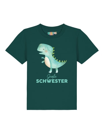 wat? Apparel T-Shirt Dinosaurier 03 Große Schwester in Dunkelgrün