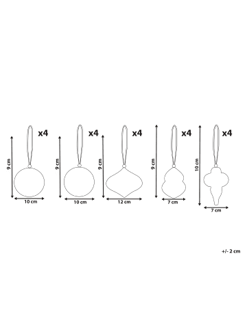 Beliani 20er-Set Weihnachtsbaumkugeln STORA in Bunt